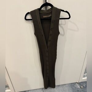 Enza Costa Olive Button-Down Midi Dress